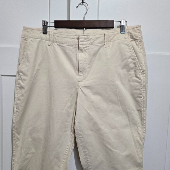 GAP Womens Downtown Khaki Flat Front Light Wash Cream Chinos Tapered Leg 16P - Picture 2 of 9